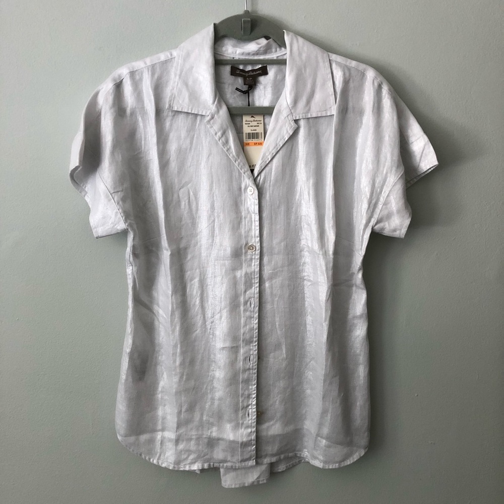 Tommy Bahama Sparkly Linen button down top NWT
